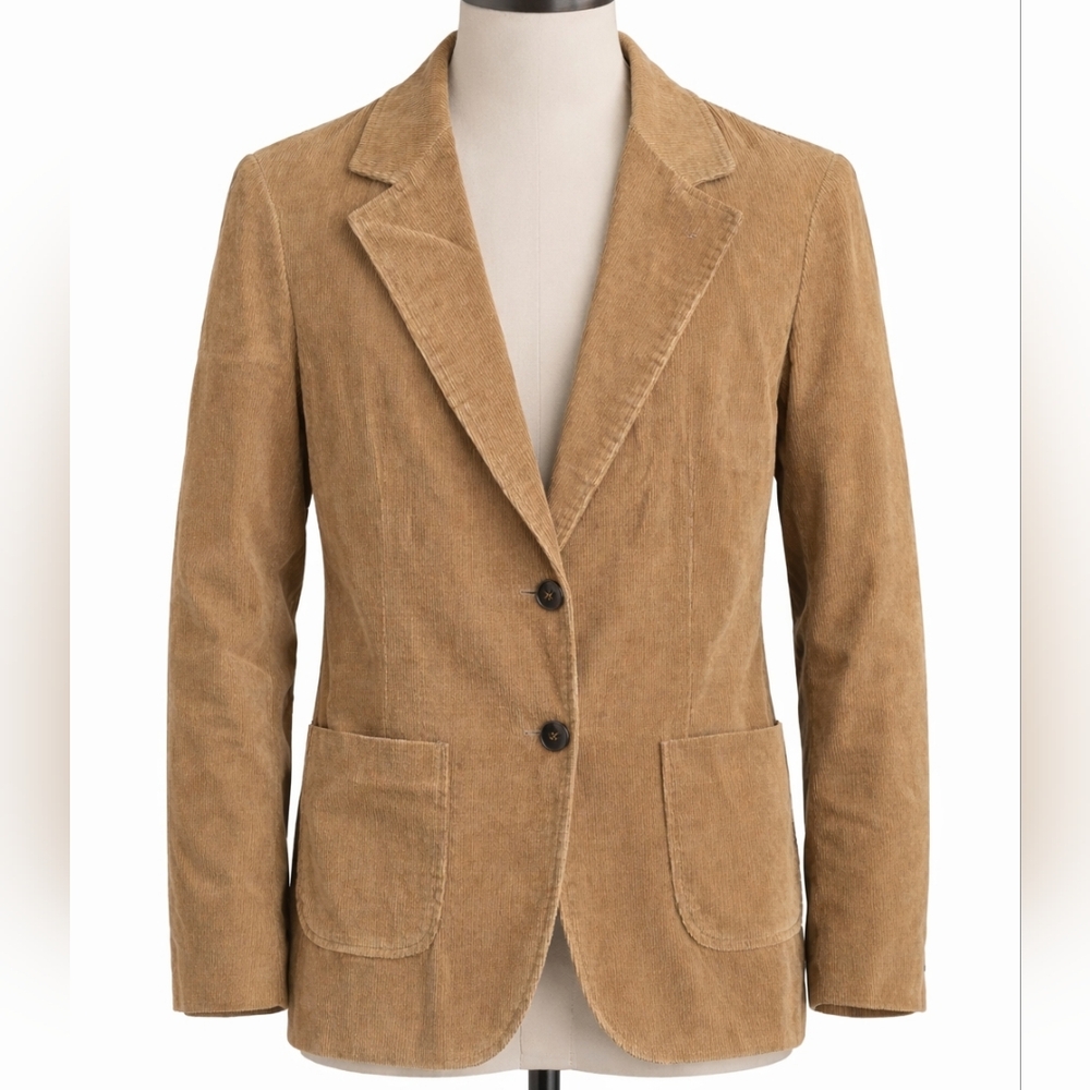 Vintage 70s Brown Corduroy Jacket Sport Coat Blazer Mens Front Buttons Pockets